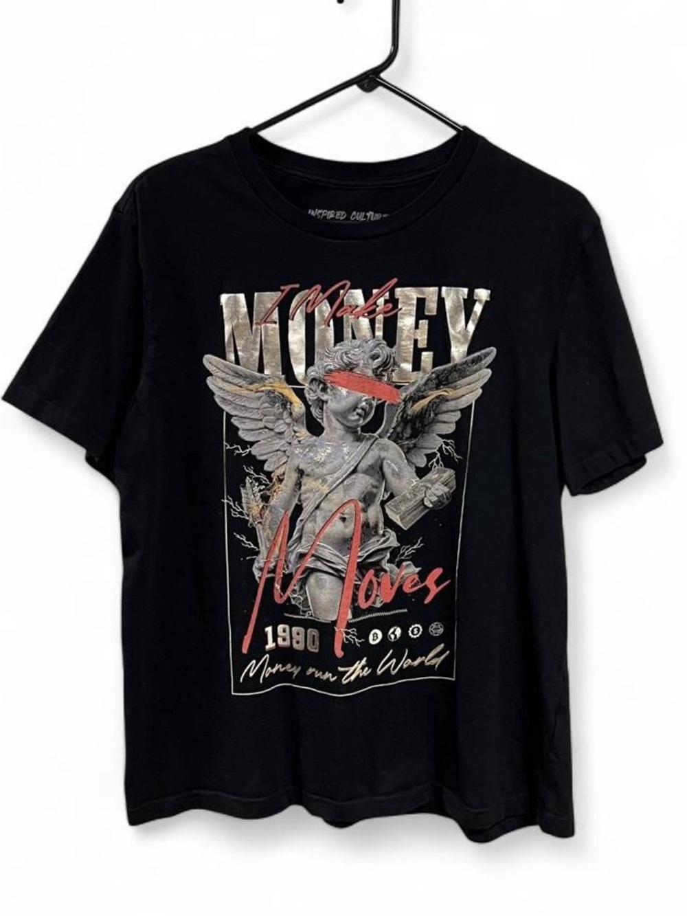 Inspired Culture Money Moves Angel Cherub Graphic Tee Size Large